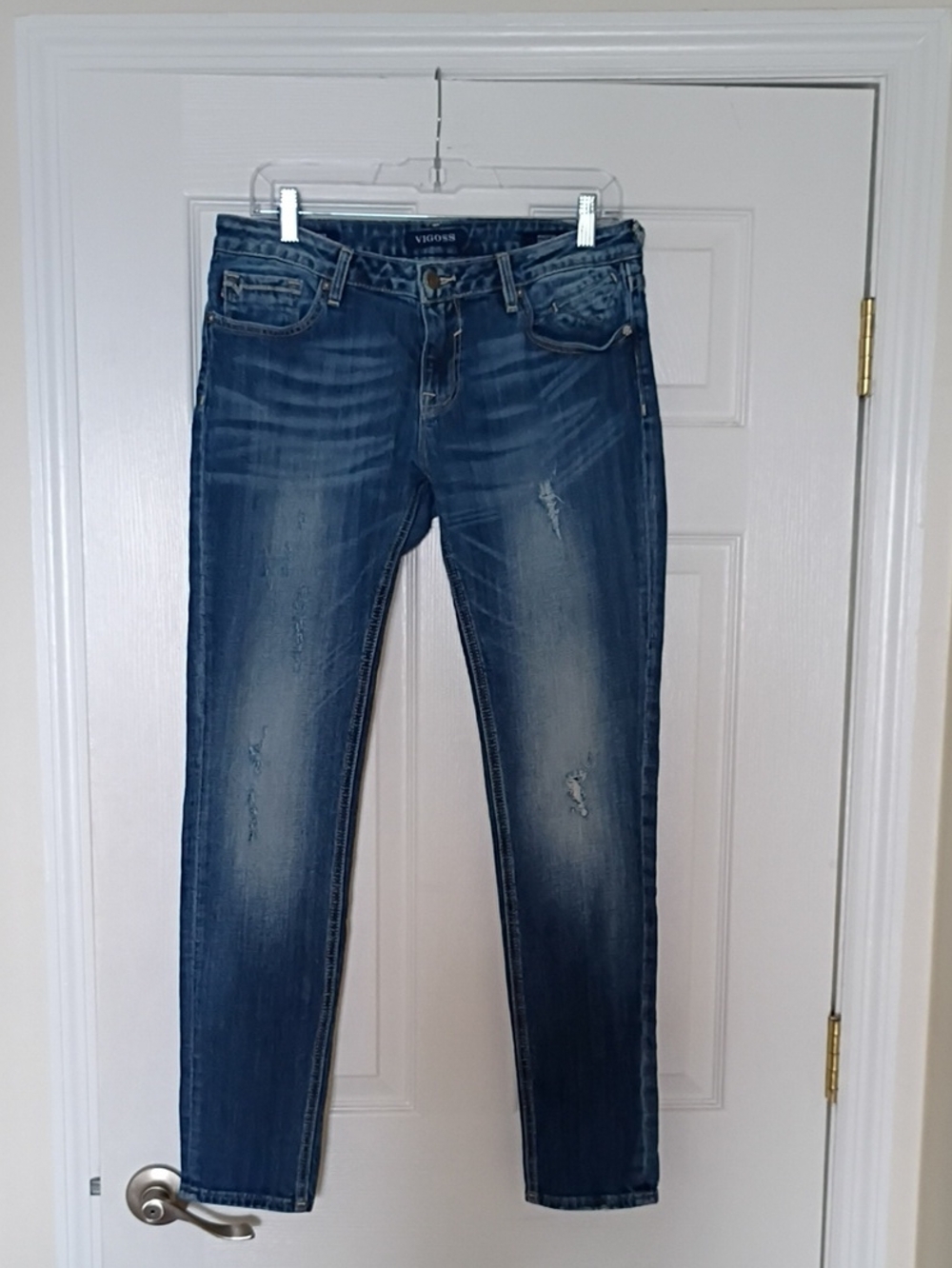 Vigoss Women's Jagger Skinny Distressed Blue Stretch Jeans, 10/30